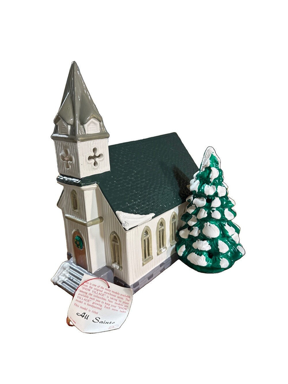 Department 56 Original Snow Village All Saints Church Vintage 1986 w/ Box & Tree